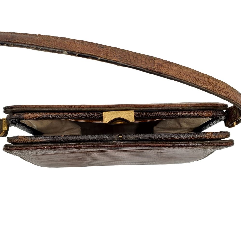 Vintage Palizzio Very NewYork Exotic Lizard Honey Brown Reptile Purse Bag Clutch - Picture 7 of 11